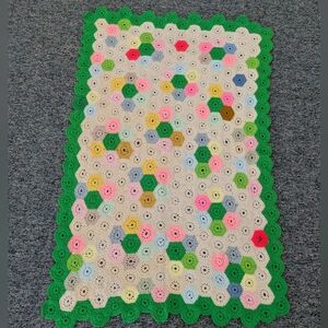 Vintage Handmade Honeycomb Crochet Granny Square Afghan Throw Blanket